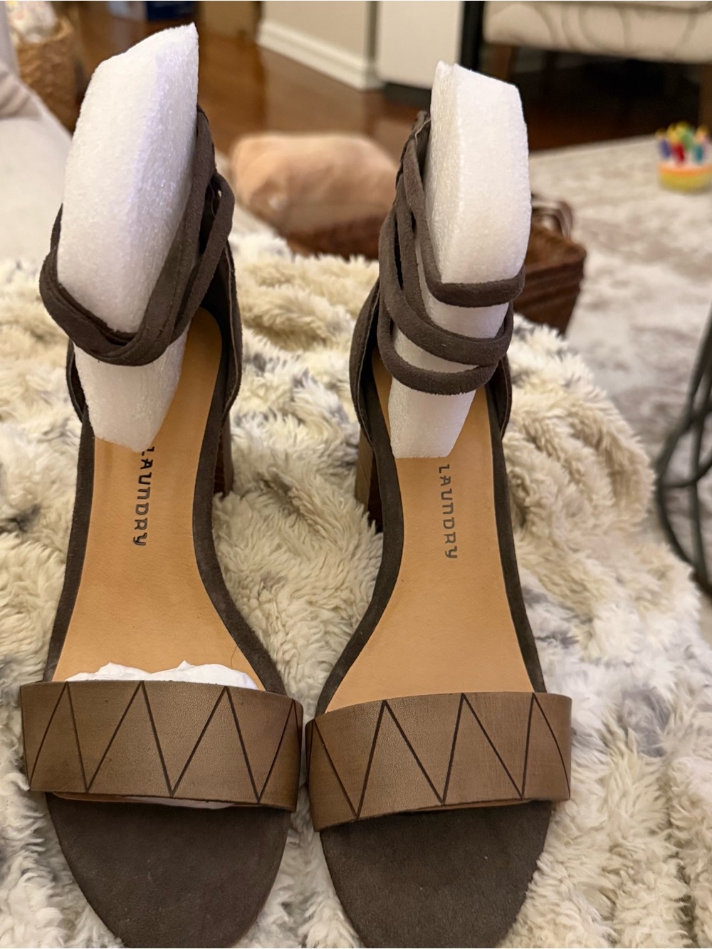 NWT- Chinese Laundry Brown Ankle-Strap Block Heels-
